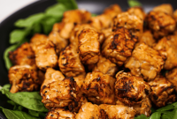 Crispy Air-Fried Tempeh with Mango Marinade and Coconut Lime Glaze