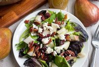 Autumn Pear Salad with Honey Mustard Dressing & Toasted Walnuts