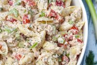 Creamy Canned Salmon Pasta Salad with Lemon and Dill