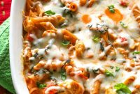 Three-Cheese Chicken Penne Bake with Creamy Tomato Sauce