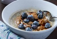 Blueberry Oat & Chia Porridge with Almond Butter (Vegan)