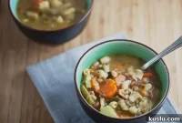 Spring Vegetable Soup with Fresh Basil Pesto