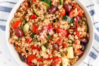 Ancient Grains Salad Bowl with Roasted Vegetables and Herbs
