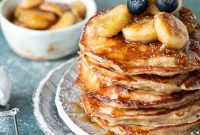 Banana Bread Pancakes with Sweet Banana Compote