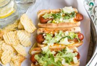 Apple, Fennel & Cheese Hot Dogs with Crispy Onion Topping