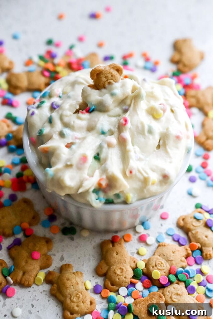 High-Protein Dunkaroo Dip: 5-Minute Party Snack 2 high protein dunkaroo dip with animal crackers and rainbow sprinkles