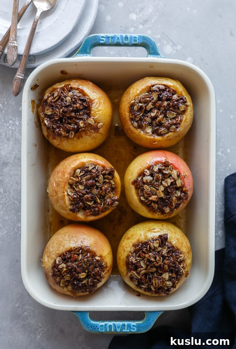 Stuffed apples in a baking dish