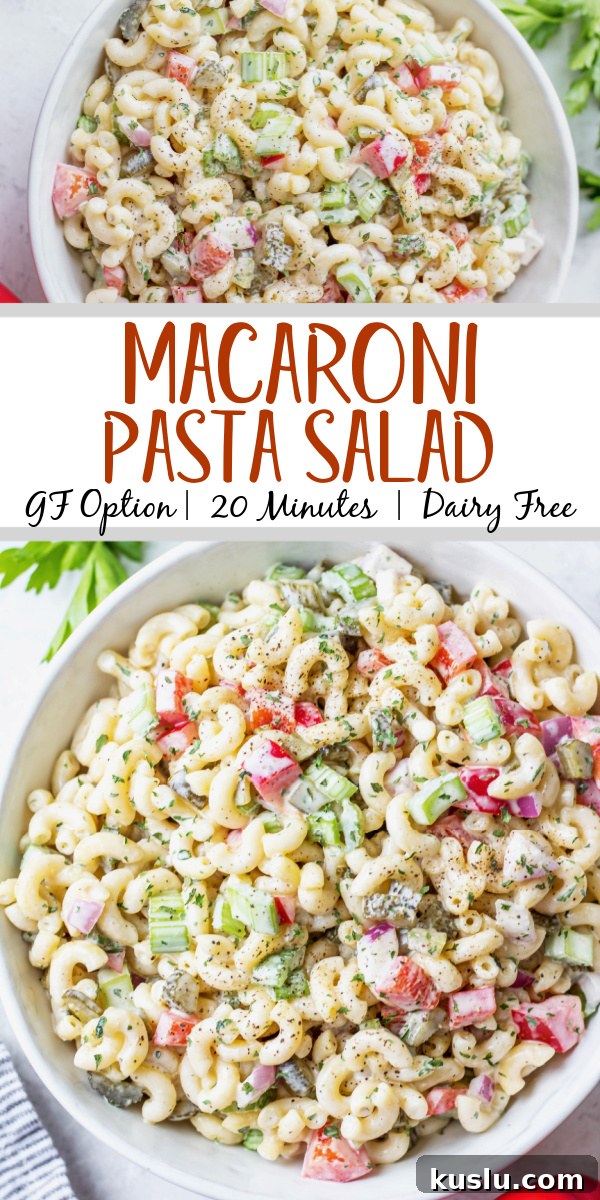Creamy macaroni salad close-up