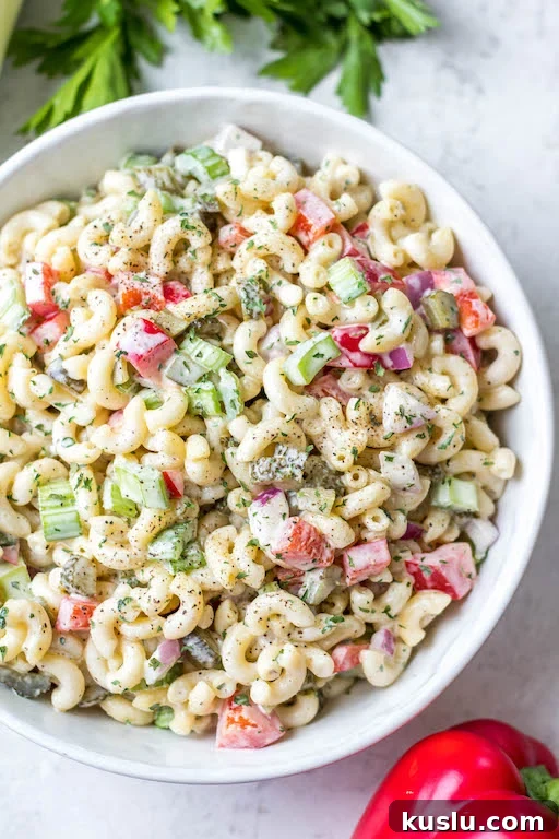 Macaroni salad on a serving plate