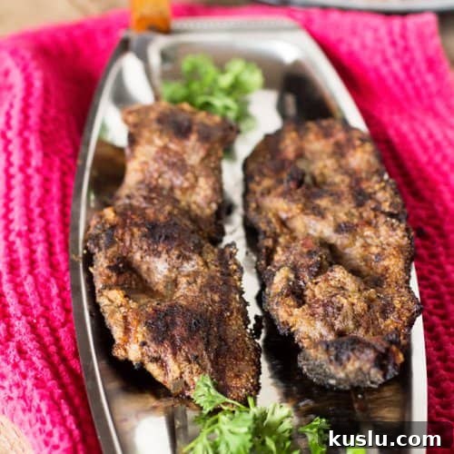 A platter with grilled meat.