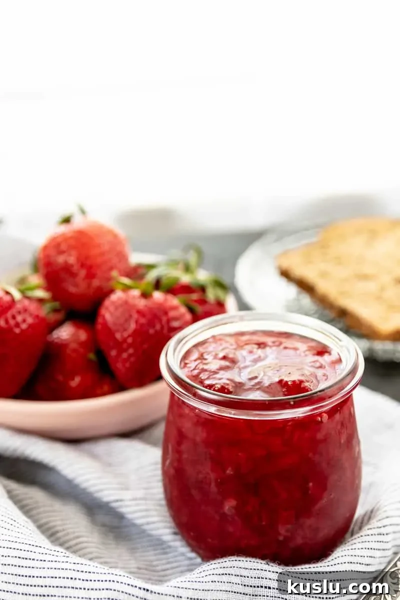 Low-Sugar Strawberry Champagne Jam Without Pectin 5 no pectin strawberry jam recipe