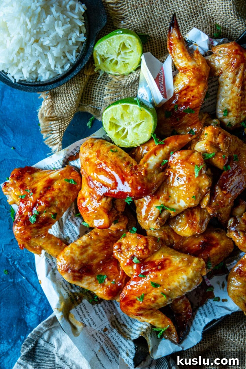 Wings with lime wedges