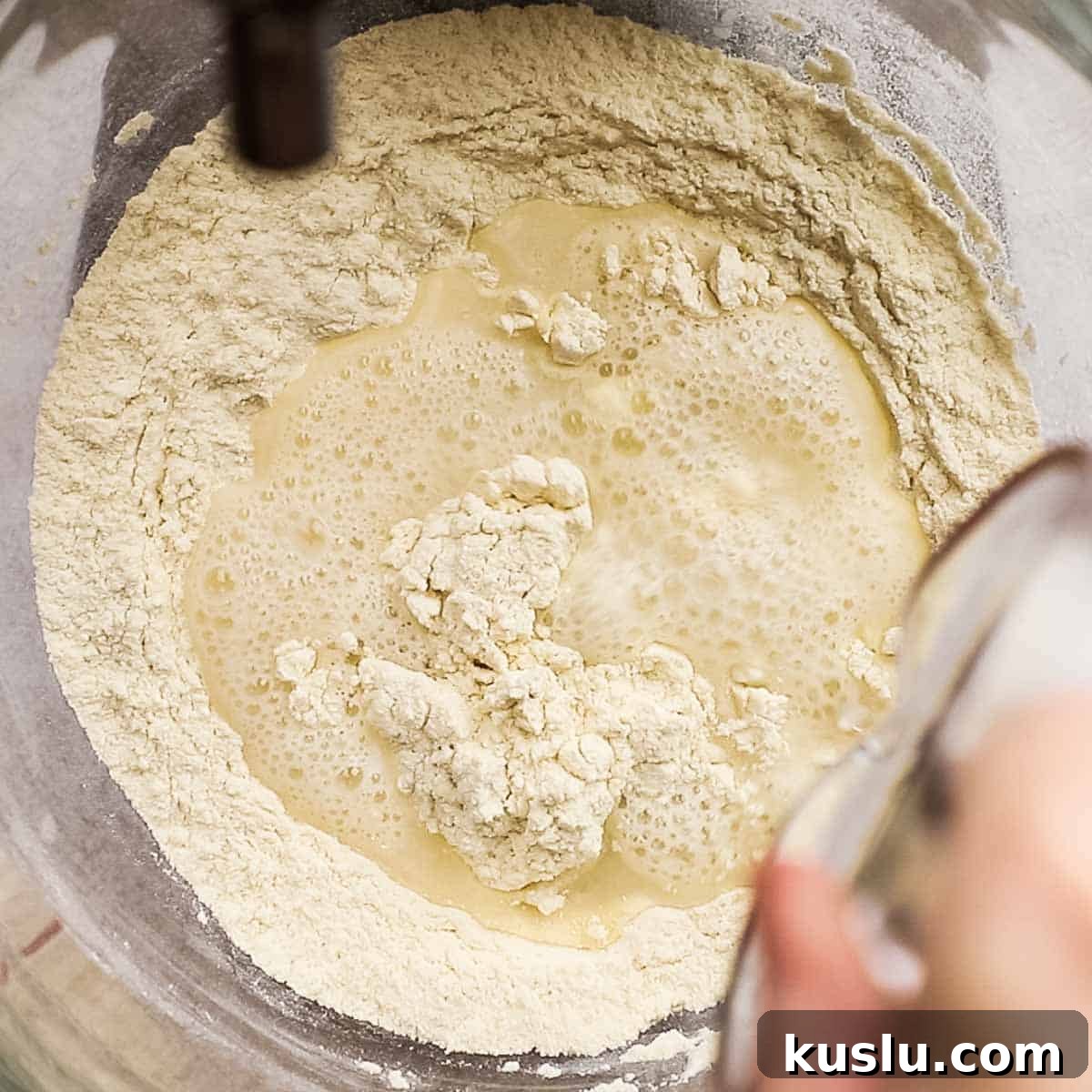 How to Make Thick Crust Pizza at Home: Crispy Edge, Chewy Center 8 putting water in the dough ingredients