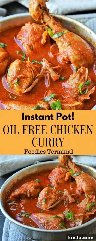 Oil Free Chicken curry made in Instant Pot