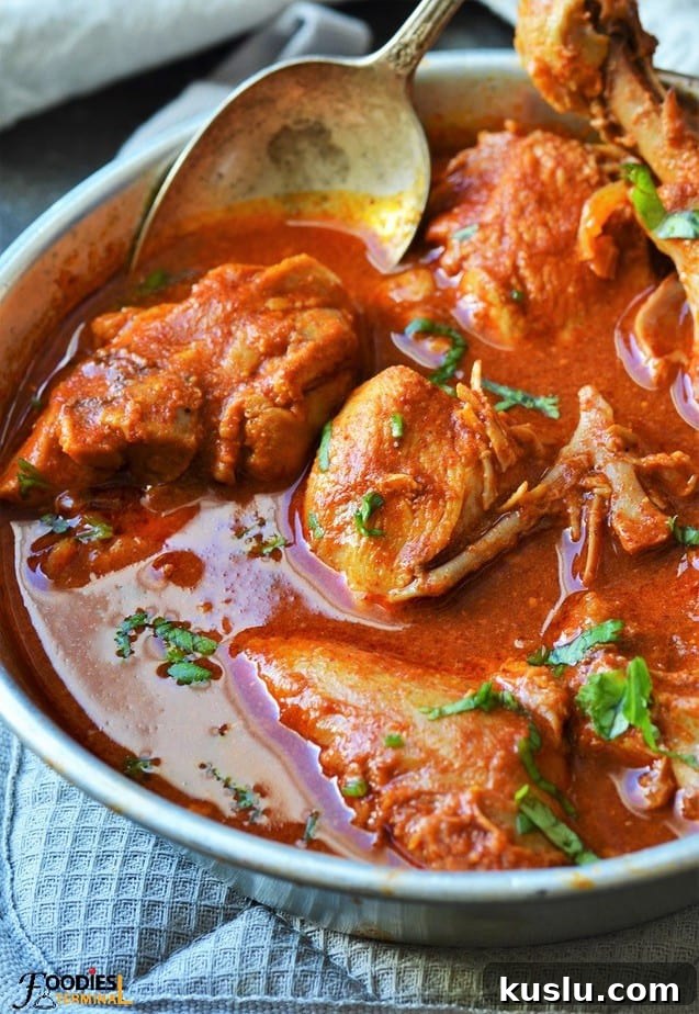 oil free chicken curry with chicken on the bones