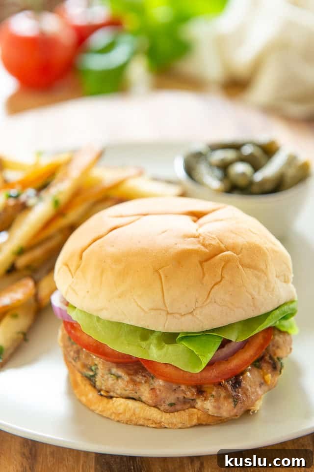 Turkey Burgers - with Feta and Basil with Garlic Fries on Side