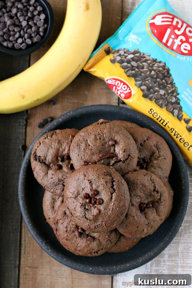 Gluten-free Dairy-free Chocolate Banana Cookies with Enjoy Life chips