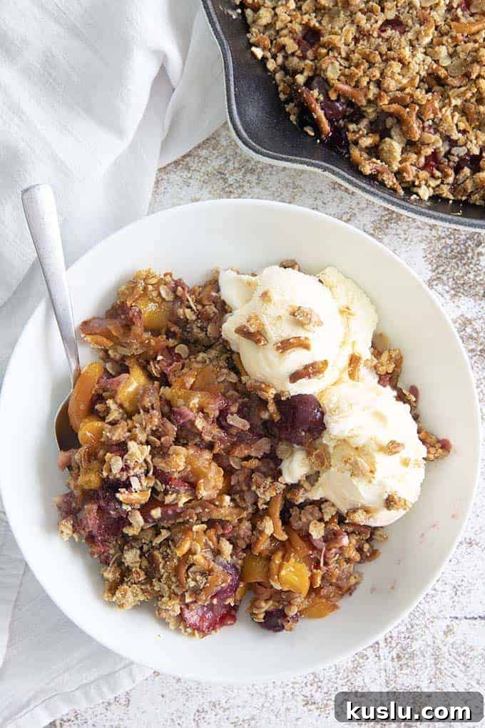 fruit crisp in bowl