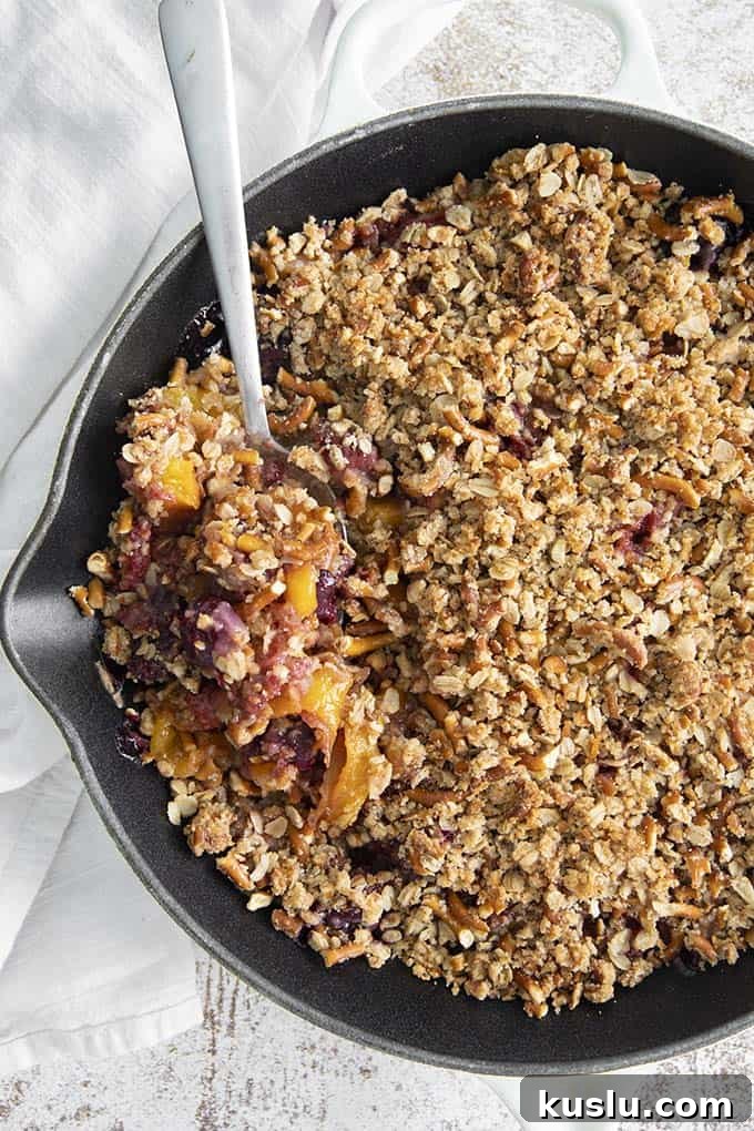 fruit crisp in skillet