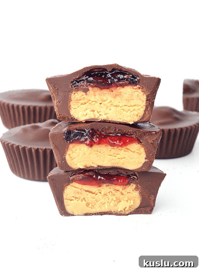 Peanut butter and Jelly Chocolate Cups @ The Sweetest Menu