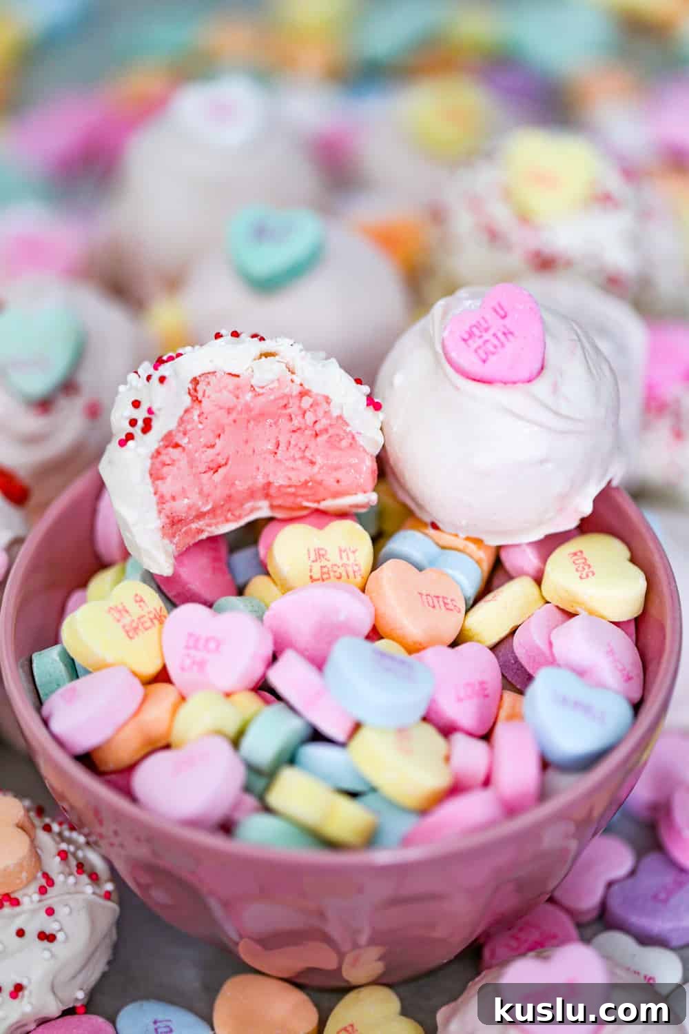 Valentine Candy Strawberry Cream Jello Truffles