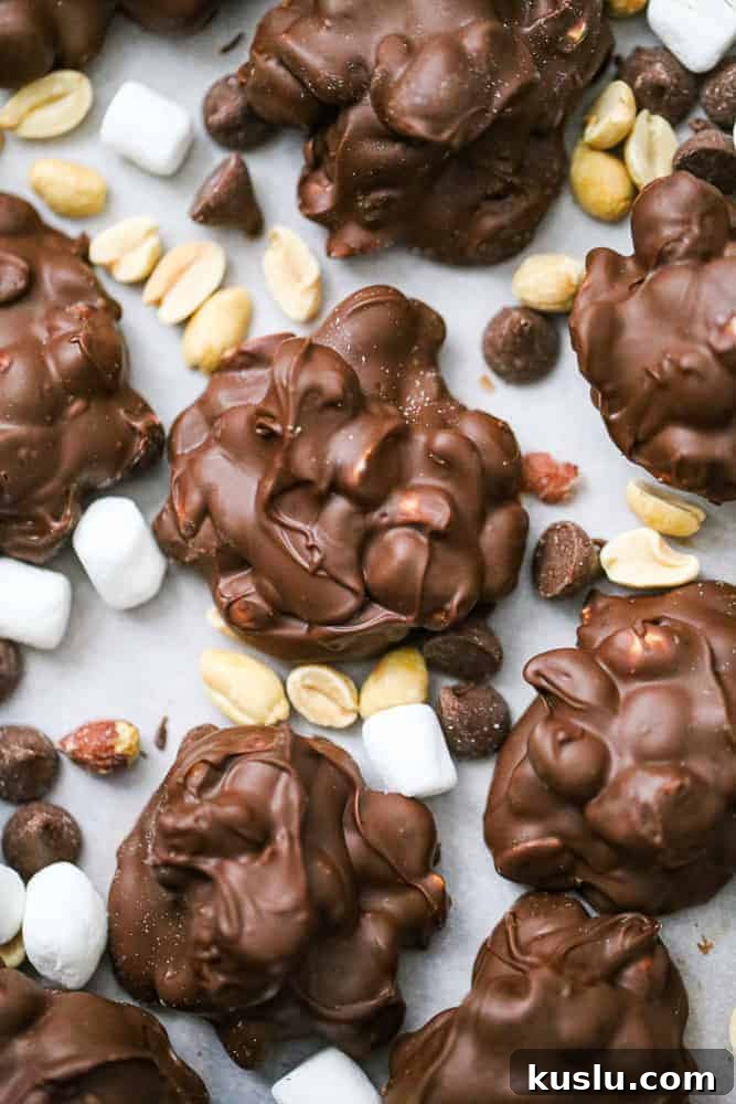 Easy Fluffy Chocolate Marshmallow Peanut Clusters!