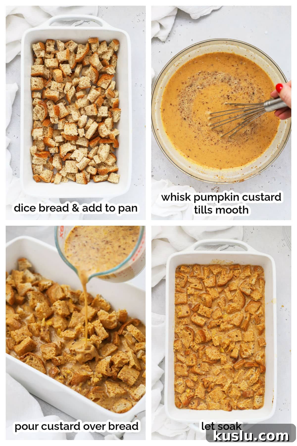 Gluten-Free Pumpkin French Toast Casserole Recipe for Fall Brunch 5 making pumpkin french toast casserole step by step