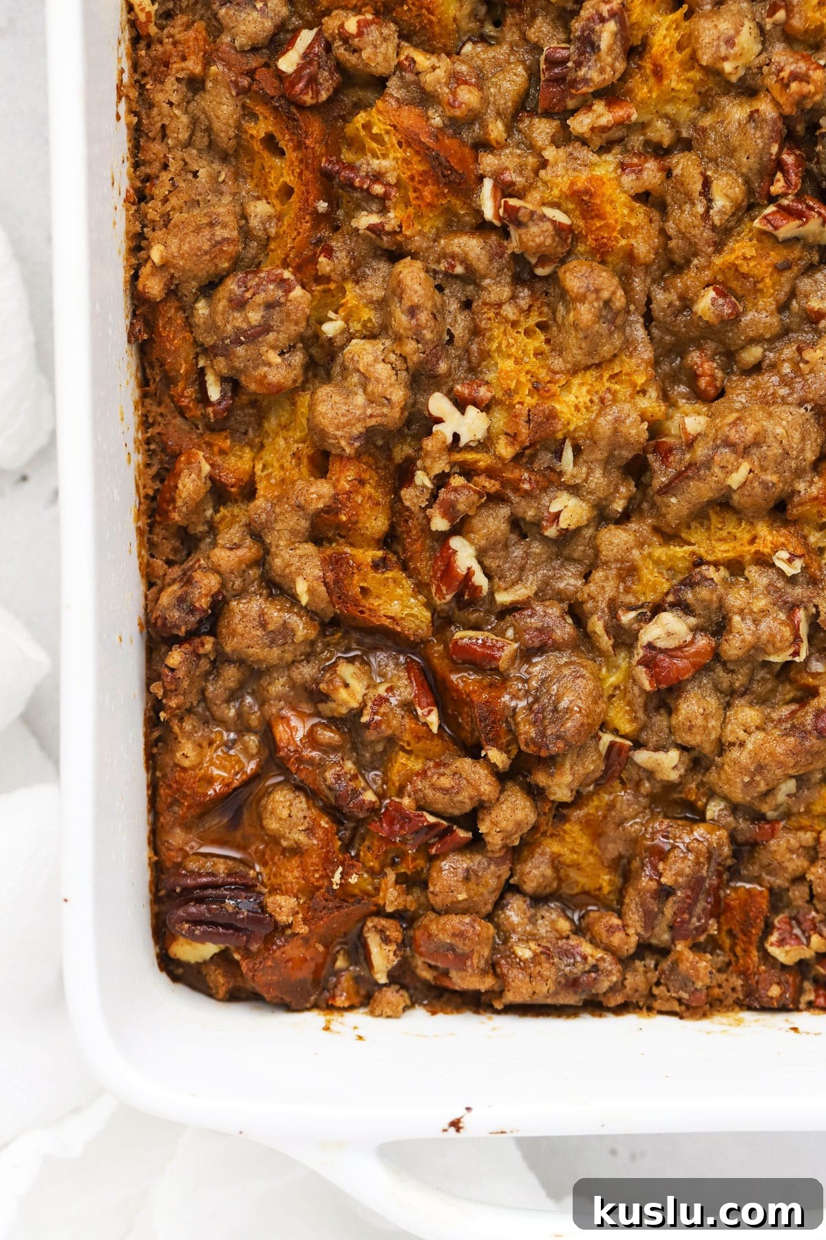 Gluten-Free Pumpkin French Toast Casserole Recipe for Fall Brunch 8 gluten-free pumpkin french toast casserole with brown sugar pecan streusel