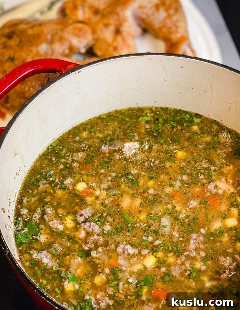 chicken chili before cream has been added