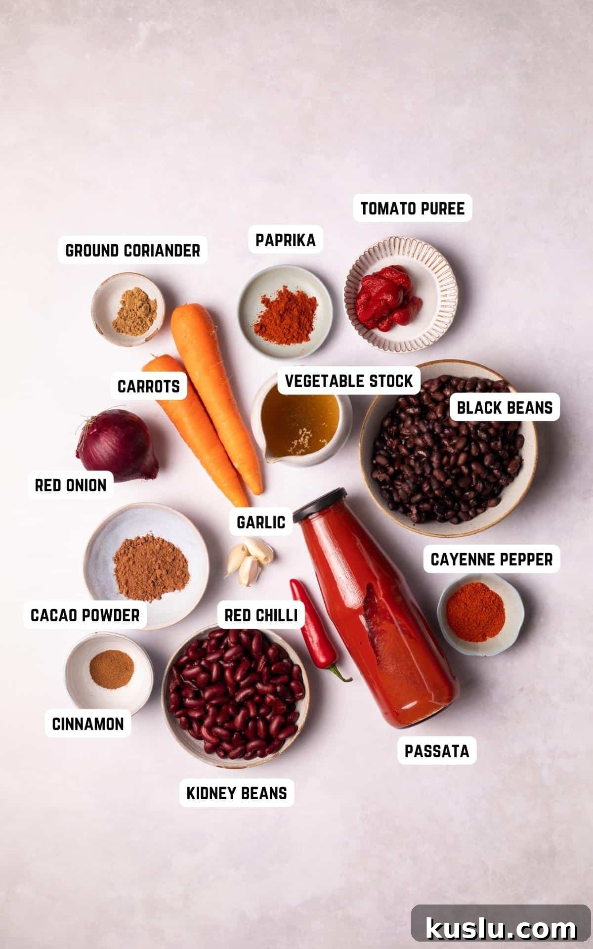 Ingredients to make Vegan Chili.
