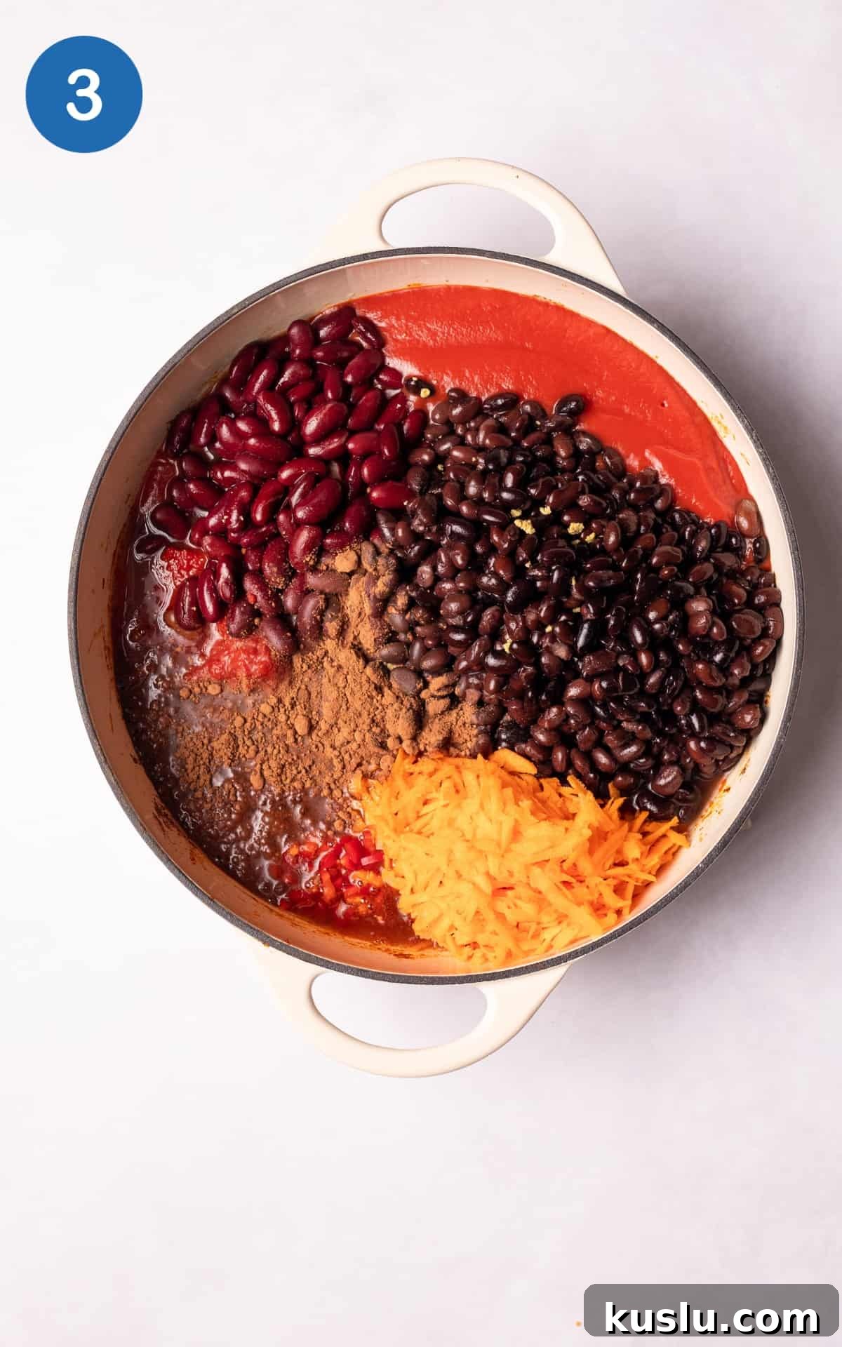 Vegan Chili ingredients mixed together.