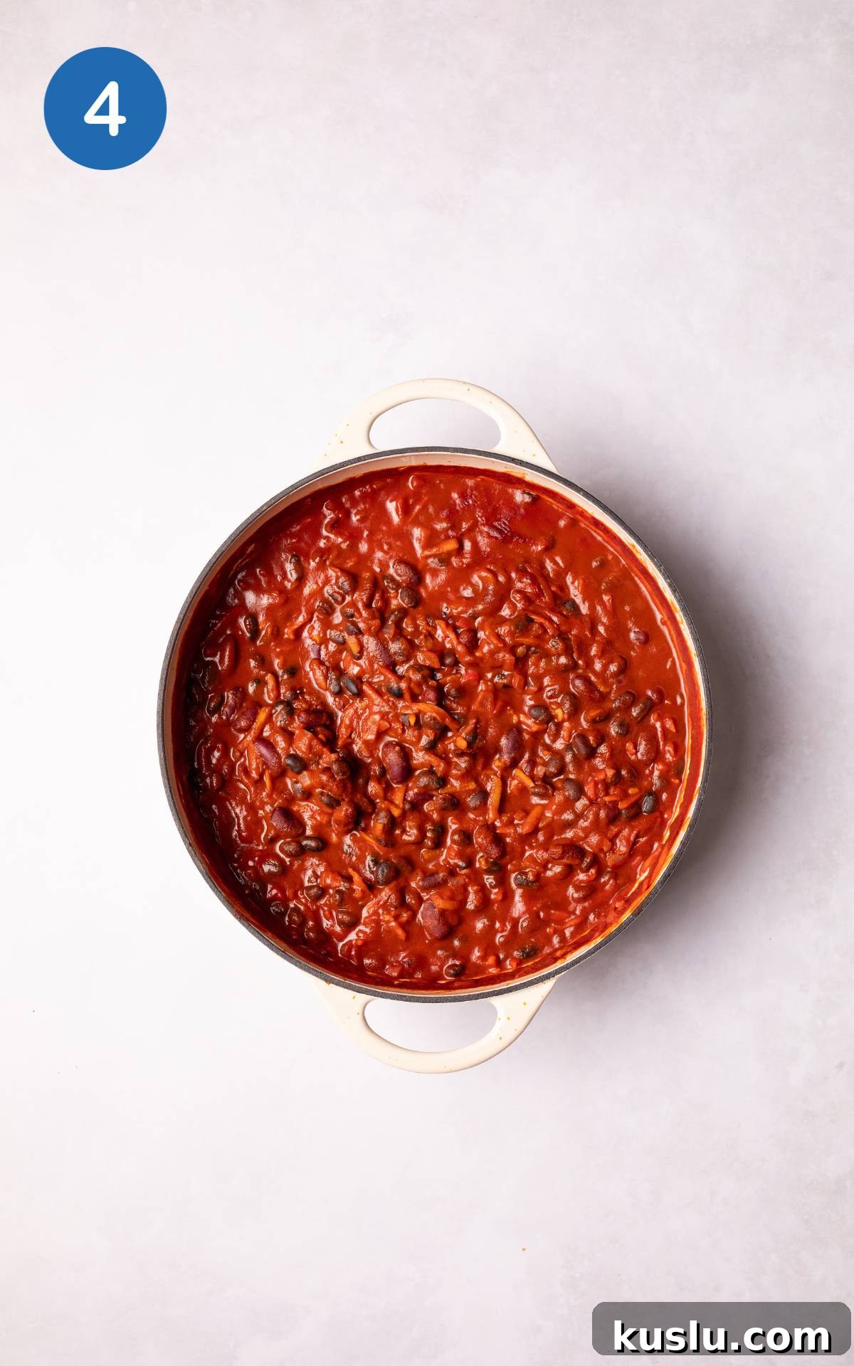 Cooking Vegan Chili in a pot.