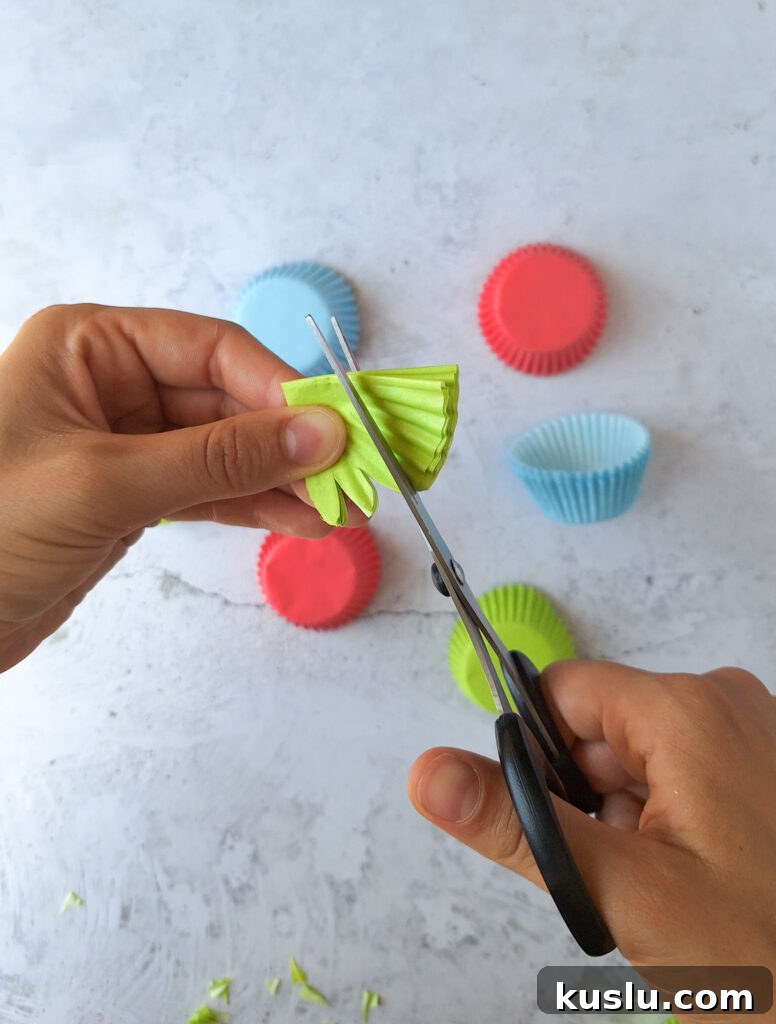 DIY Cupcake Liner Flowers: Simple Craft Ideas & Step-by-Step Guide 6 Cutting petals