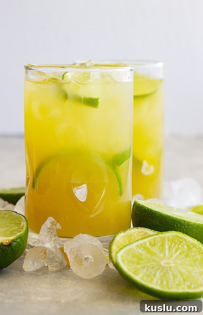 How to Make a Classic Margarita: Authentic Recipe & Tips 2 Tall glass of classic margarita with lime wedges and ice.
