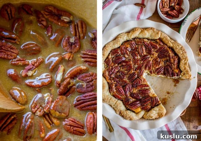 Pecan Pie Cheesecake Recipe – Creamy Layered Pecan Dessert 9 Pecan pie filling in pie crust.