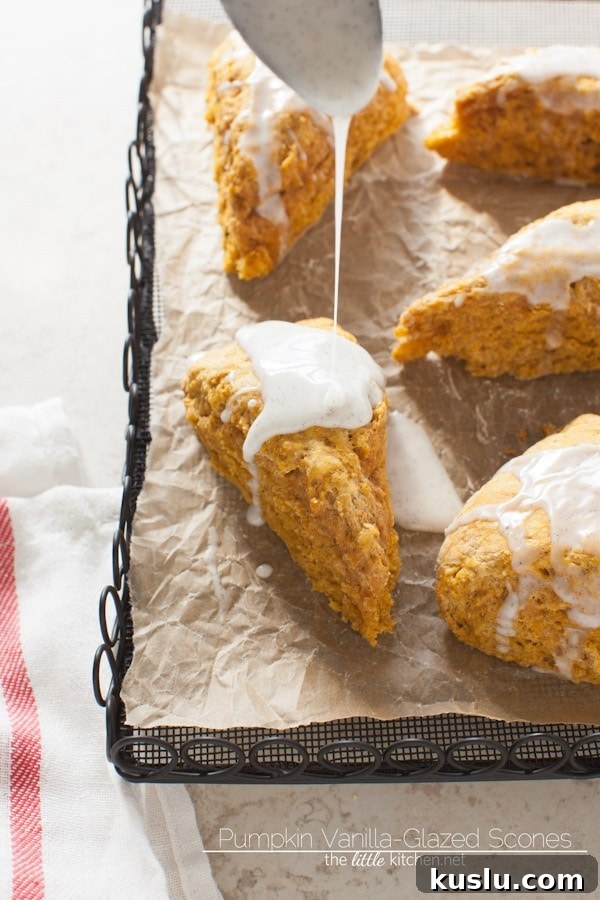 Pumpkin Obsessed Vanilla-Glazed Scones from thelittlekitchen.net Pumpkin Obsessed Vanilla-Glazed Scones from thelittlekitchen.net