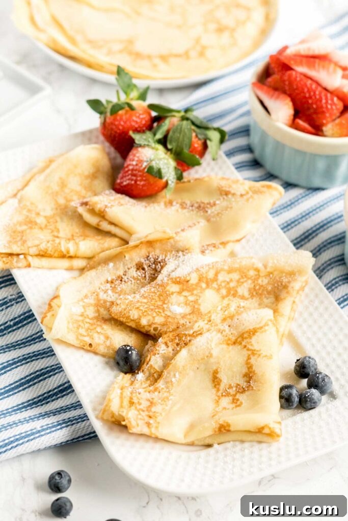 The best crepes on a white plate.