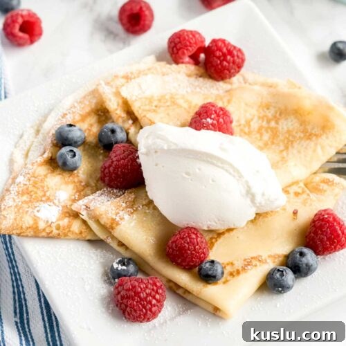 French crepes o a white plate