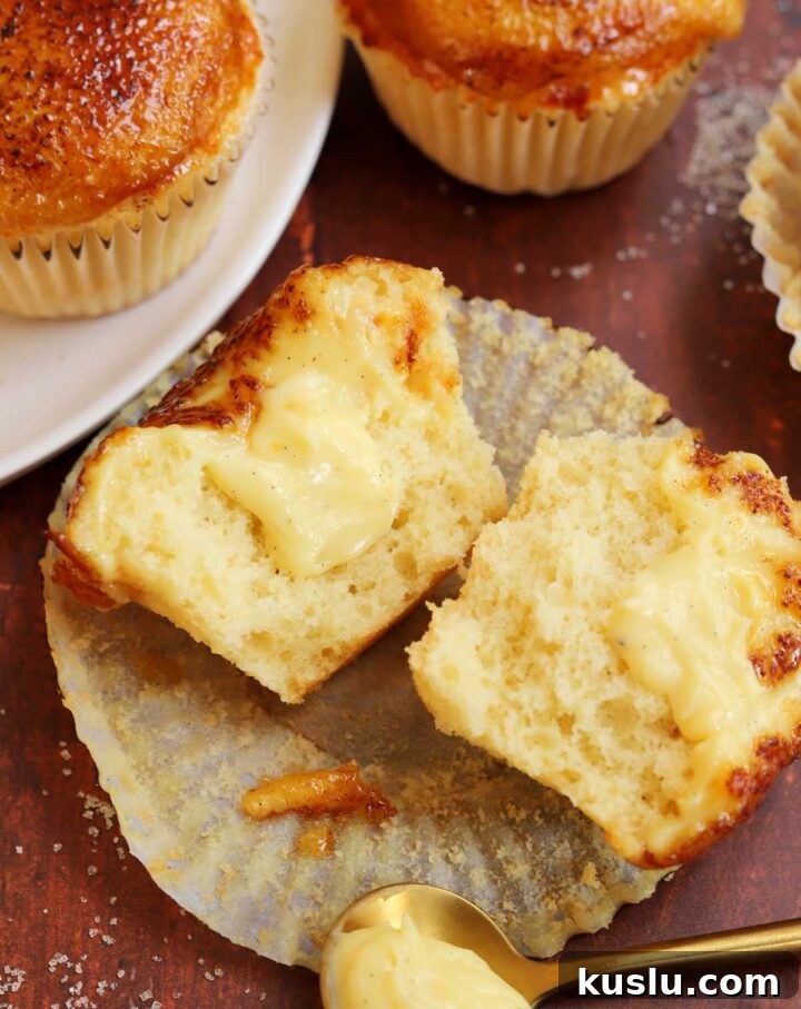 Homemade Vanilla Pastry Cream (Crème Pâtissière) Recipe 7 crème brûlée cupcakes split in half
