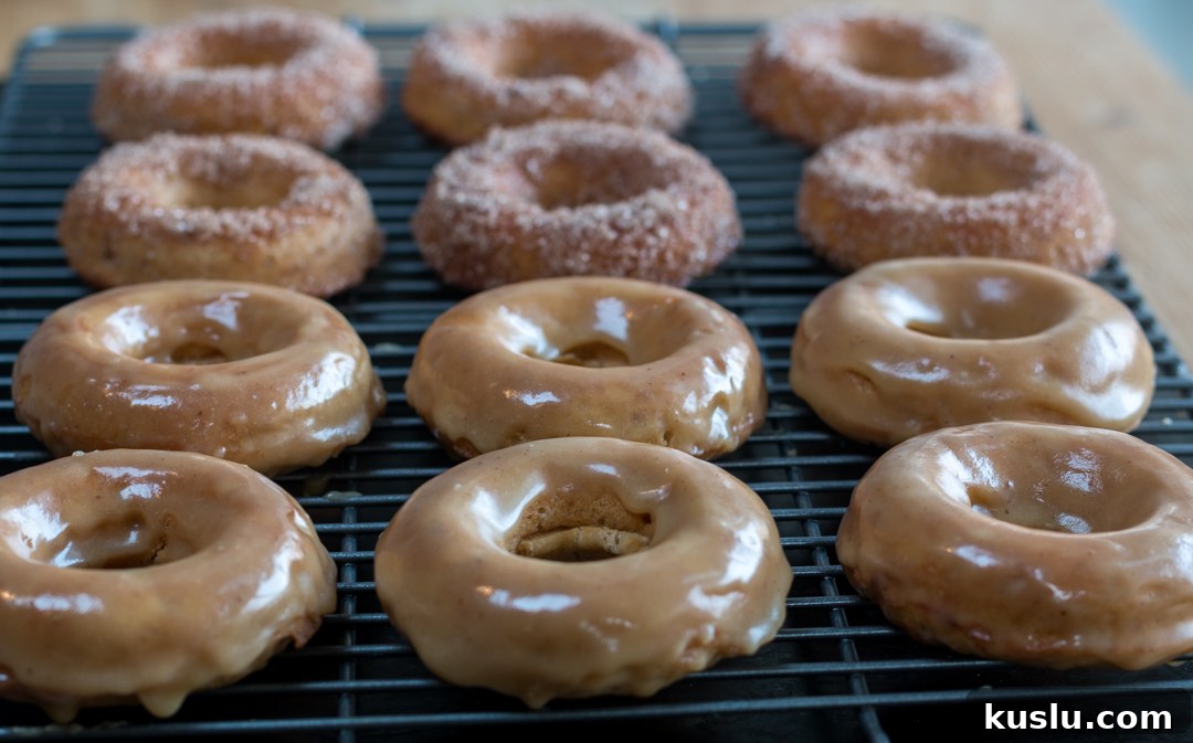Baked Applesauce Donuts with Brown Butter Caramel Maple Glaze