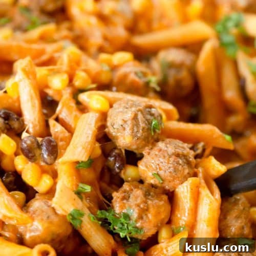 Enchilada Meatball Pasta Bake
