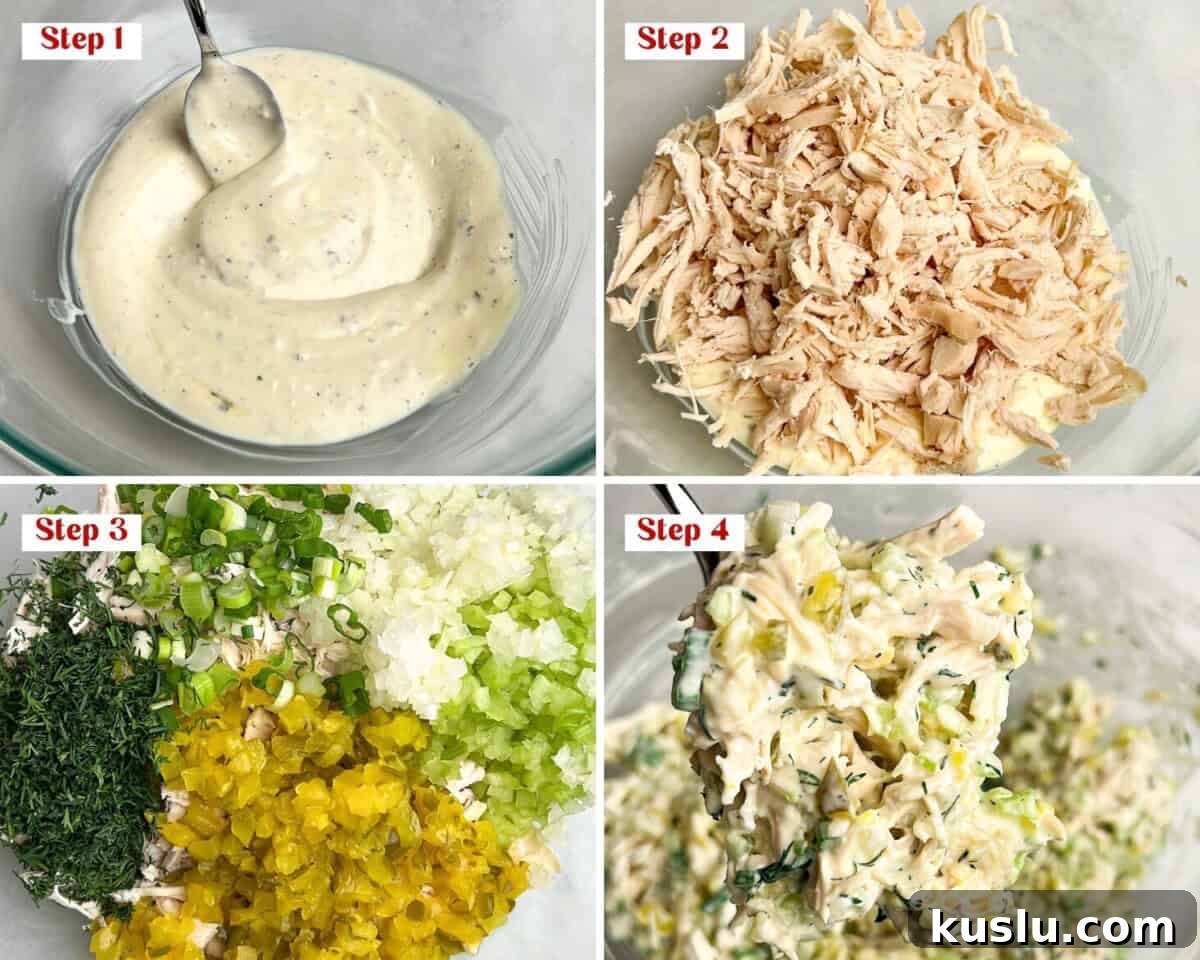 Dill Pickle Chicken Salad Recipe — Tangy Creamy Lunch Idea 5 steps to make dill pickle chicken salad