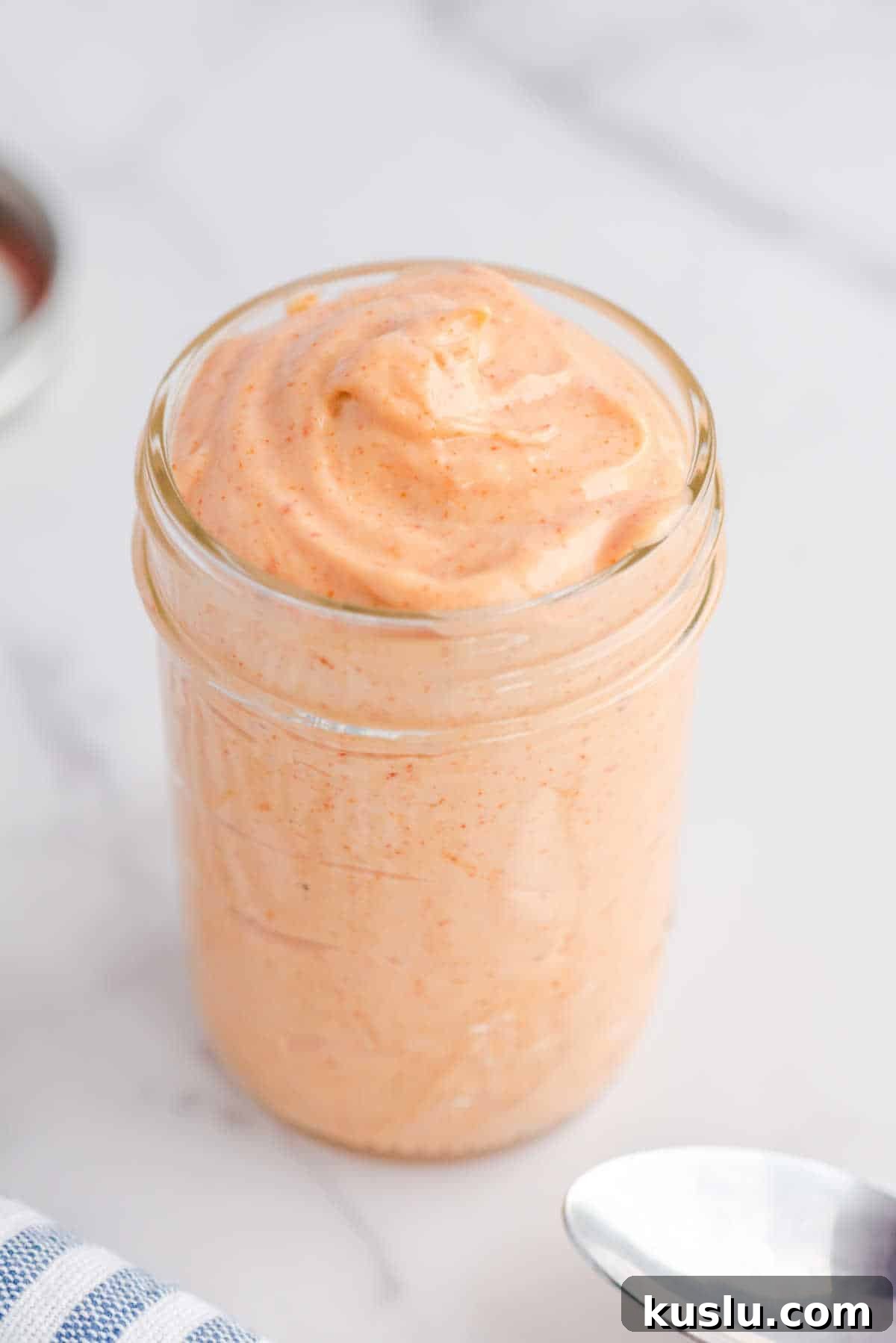 How to Make Yum Yum Sauce at Home: Simple Japanese Steakhouse Recipe 5 Yum yum sauce in a jar.