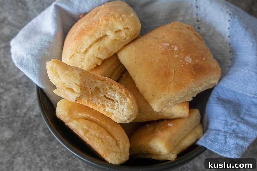 parker house rolls in a bowl, gluten free