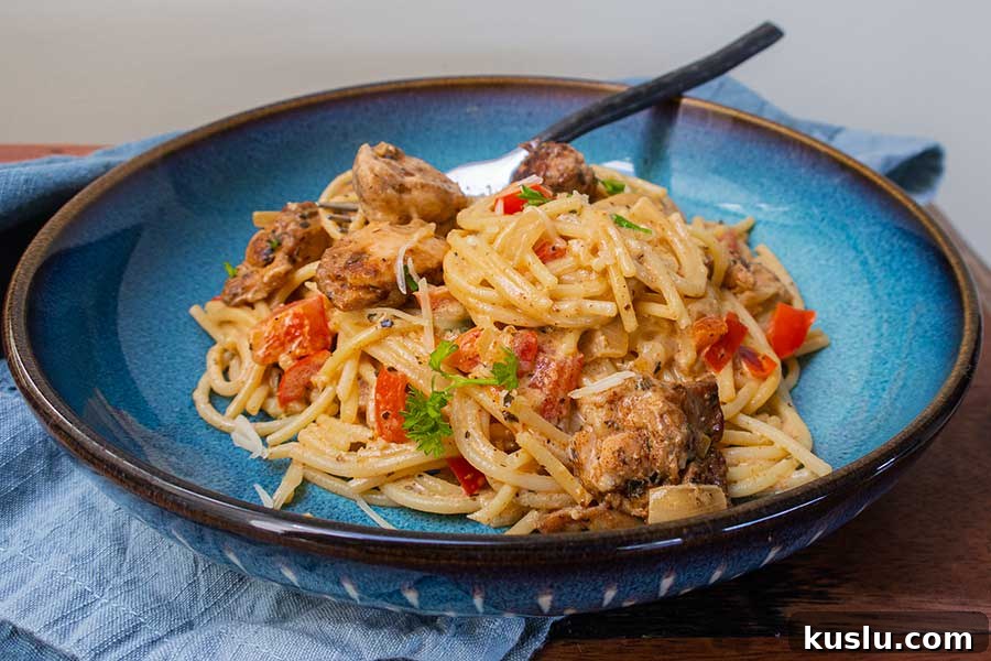 cajun chicken pasta in a bowl