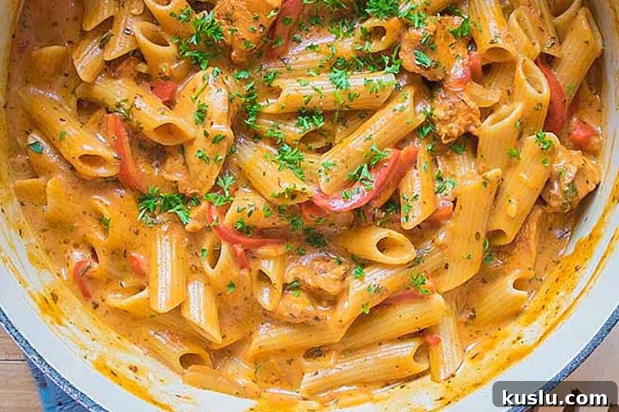 chicken paprikash penne in a pot, gluten free