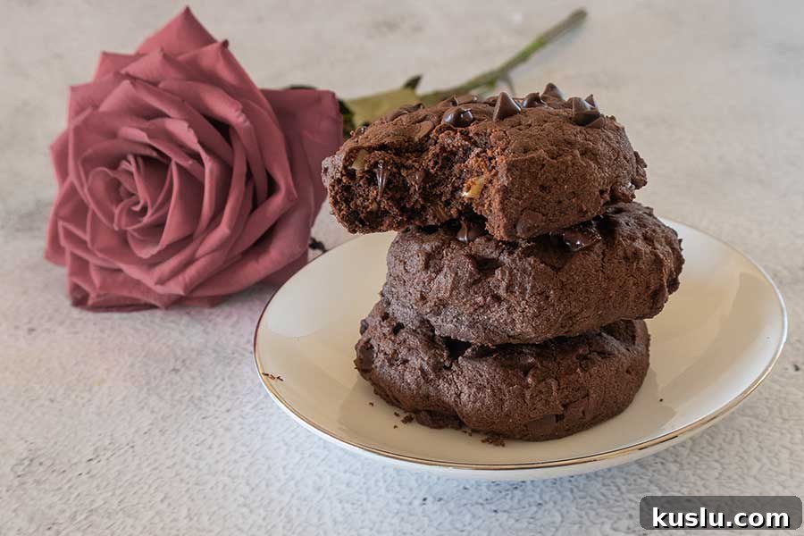 fudgy brownie cookies on a plate, gluten-free
