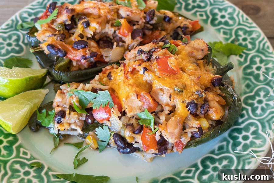 southwest chicken stuffed poblano peppers