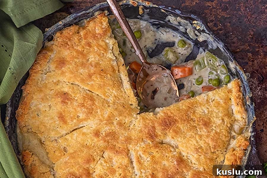 gluten-free chicken pot pie topped with pastry, fall recipe