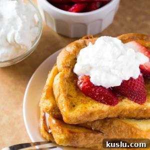 Classic French Toast Recipe: Crispy Edges and Creamy Center 5 The BEST French Toast - fluffy, buttery, golden brown, topped with maple syrup and the best reason to get out of bed!